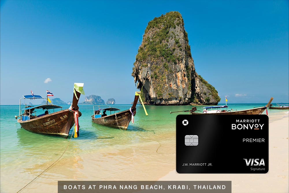 Marriott Bonvoy Premier Card, Boats at Phra Nang Beach, Krabi, Thailand